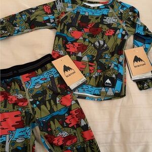 Burton Boys' Graphic Base Layer Set in Olive, Blue & Red